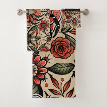 Flash Tattoo Spider Bloemen Aangepast Patroon