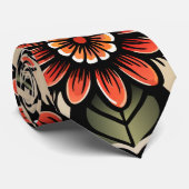 Flash Tattoo Spider Bloemen Aangepast Patroon Stropdas (Opgerold)