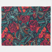  Flash-tattoos naadloos patroon Fleece Deken (Voorkant (Horizontaal))