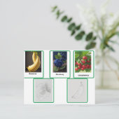 Flashcards van kinder en volwassen vruchten briefkaart (Staand voorkant)