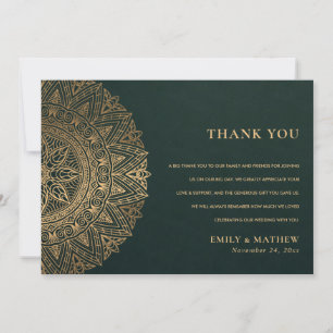 FLASHE GROEN GOUD KLASSIEKE SIERLIJKE MANDALA-BRUI BEDANKKAART
