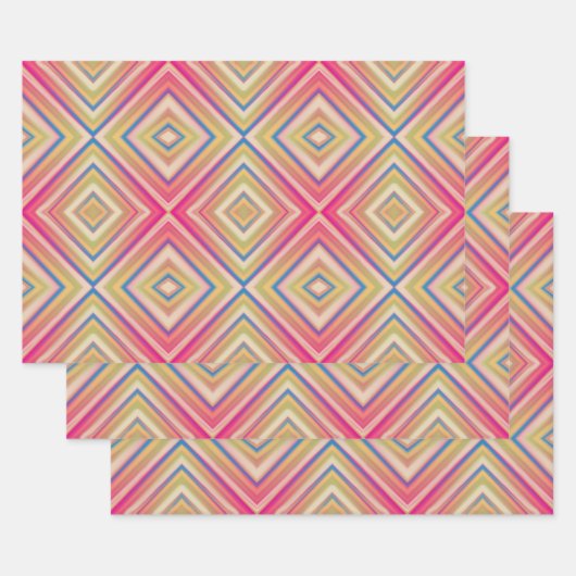 Flashes van Pinks Alternative Diamond Pattern Inpakpapier Vel (Set)