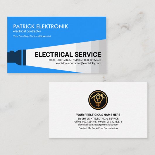 Flashlight Shin Beam Electricia Visitekaartje (Voorkant / Achterkant)