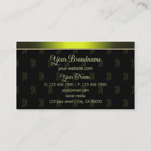Flashy Black and Yellow met Monogram Professional Visitekaartje (Achterkant)