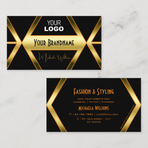 Flashy Black en Shimmery Golden met Logo stijlvol Visitekaartje