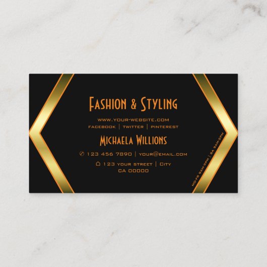 Flashy Black en Shimmery Golden met Logo stijlvol Visitekaartje (Achterkant)