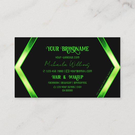 Flashy Black en Shimmery Green met Logo Elegant Visitekaartje (Achterkant)