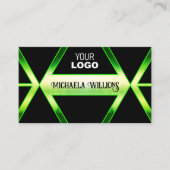 Flashy Black en Shimmery Green met Logo Elegant Visitekaartje (Voorkant)