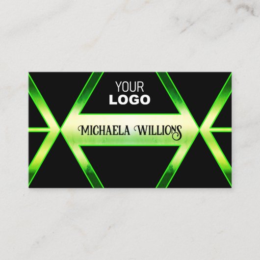 Flashy Black en Shimmery Green met Logo Elegant Visitekaartje (Voorkant)