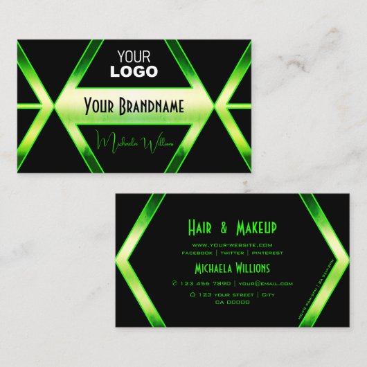 Flashy Black en Shimmery Green met Logo stijlvol Visitekaartje (Voorkant / Achterkant)