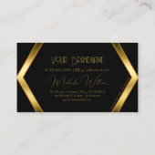 Flashy Black Geometric en Shimmery Golden Elegant Visitekaartje (Achterkant)