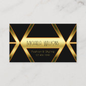 Flashy Black Geometric en Shimmery Golden Elegant Visitekaartje (Voorkant)