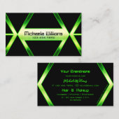 Flashy Black Geometric met Shimmery Green Pattern Visitekaartje (Voorkant / Achterkant)