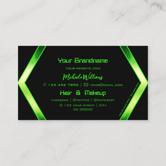 Flashy Black Geometric met Shimmery Green Pattern Visitekaartje (Achterkant)