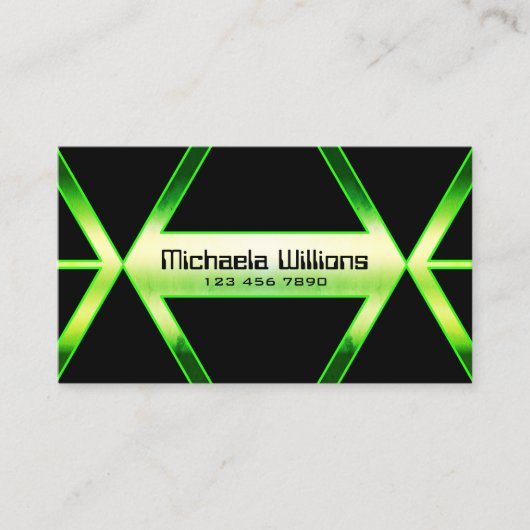 Flashy Black Geometric met Shimmery Green Pattern Visitekaartje (Voorkant)