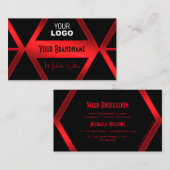 Flashy Black Geometric Shimmery Red Chic met Logo Visitekaartje (Voorkant / Achterkant)