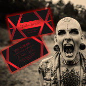 Flashy Black Geometric Shimmery Red Eye Cating Visitekaartje