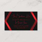 Flashy Black Geometric Shimmery Red met Monogram Visitekaartje (Achterkant)