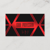 Flashy Black Geometric Shimmery Red met Monogram Visitekaartje (Voorkant)