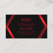 Flashy Black Geometric Shimmery Red Modern Visitekaartje (Achterkant)