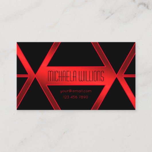 Flashy Black Geometric Shimmery Red Modern Visitekaartje (Voorkant)