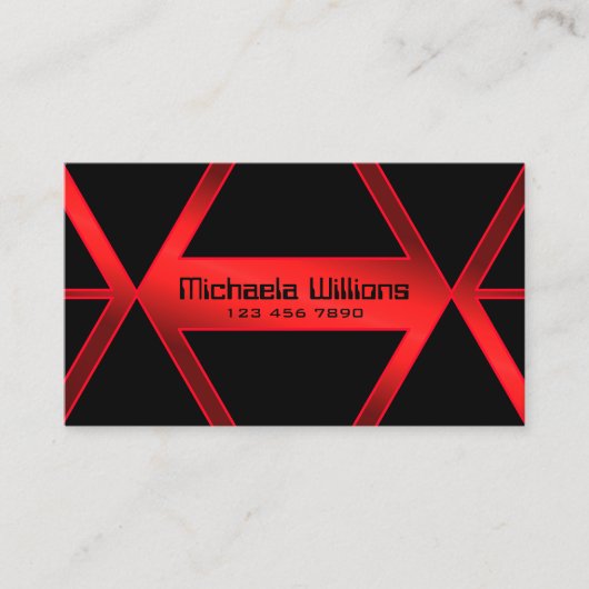 Flashy Black Geometric Shimmery Red Professional Visitekaartje (Voorkant)