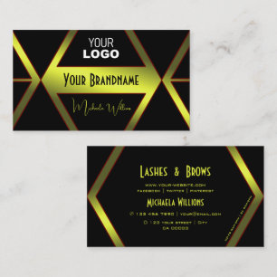Flashy Black Geometric Yellow Shimmer met Logo Visitekaartje