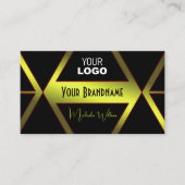 Flashy Black Geometric Yellow Shimmer met Logo Visitekaartje (Voorkant)