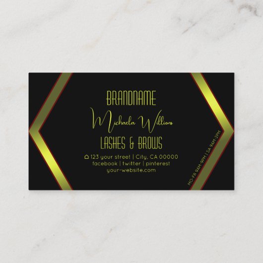 Flashy Black Geometric Yellow Shimmer Professional Visitekaartje (Achterkant)