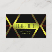 Flashy Black Geometric Yellow Shimmer Professional Visitekaartje (Voorkant)