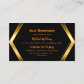 Flashy Black Geometrical and Shimmery Golden Cool Visitekaartje (Achterkant)