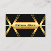 Flashy Black Geometrical and Shimmery Golden Cool Visitekaartje (Voorkant)