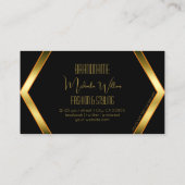 Flashy Black Geometrically Shimmery Golden Stylish Visitekaartje (Achterkant)