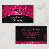 Flashy Black Girly Pink Sparking Glitter Shimmery Visitekaartje (Voorkant / Achterkant)