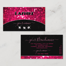 Flashy Black Girly Pink Sparking Glitter Shimmery Visitekaartje