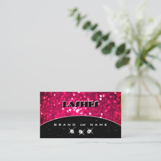 Flashy Black Girly Pink Sparking Glitter Stijlvol Visitekaartje (Staand voorkant)