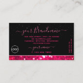 Flashy Black Girly Pink Sparking Glitter Voeg Logo Visitekaartje (Achterkant)