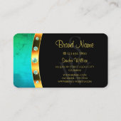 Flashy Black Gold Blauwgroen Marble Monogram Diamo Visitekaartje (Achterkant)