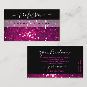 Flashy Black Pink Paars Sparkle Glamoureus Visitekaartje
