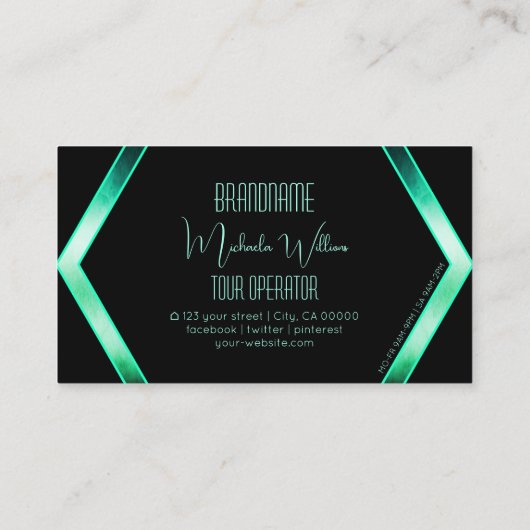 Flashy Black Shimmery Blauwgroen Patterned Eye Cat Visitekaartje (Achterkant)