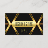 Flashy Black Shimmery Golden met Monogram Stijlvol Visitekaartje (Voorkant)