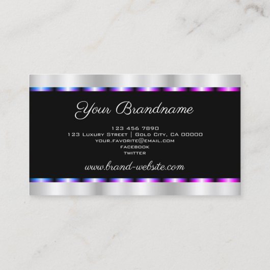 Flashy Blue Paars Lijst met zwart en zilver Visitekaartje (Achterkant)