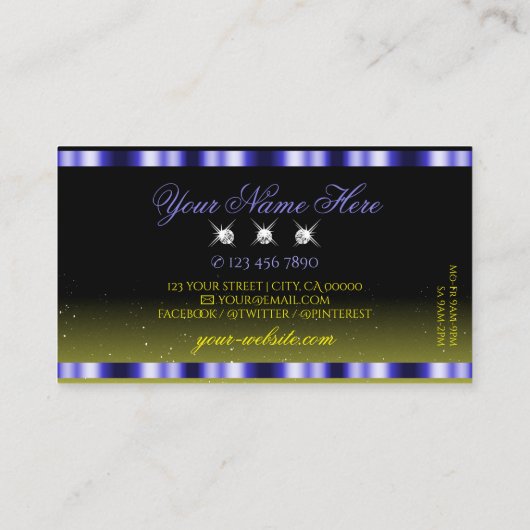 Flashy Blue Yellow Black Sparkle Jewels Stijlvol Visitekaartje (Achterkant)