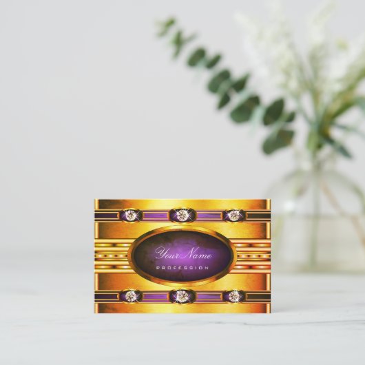Flashy Bright Golden met Paarse marmerpatronen Visitekaartje (Staand voorkant)