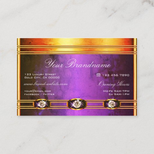 Flashy Bright Golden met Paarse marmerpatronen Visitekaartje (Achterkant)