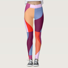 Flashy Colored Curves and Lines Pattern Leggins Leggings