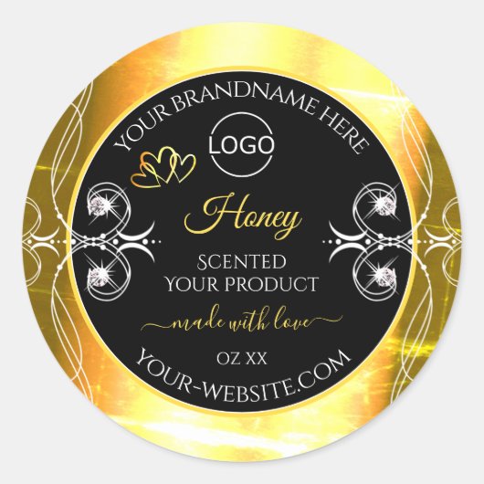 Flashy Dazzling Gold Black Product Labels toevoege (Voorkant)