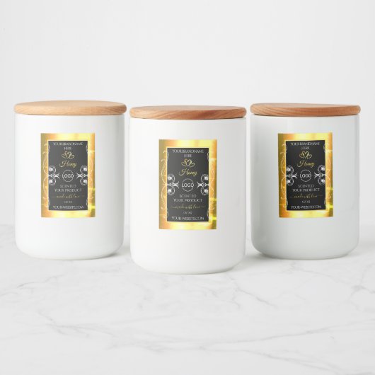 Flashy Dazzling Gold Black Product Labels toevoege Voedselcontainer Etiket (Flessen)