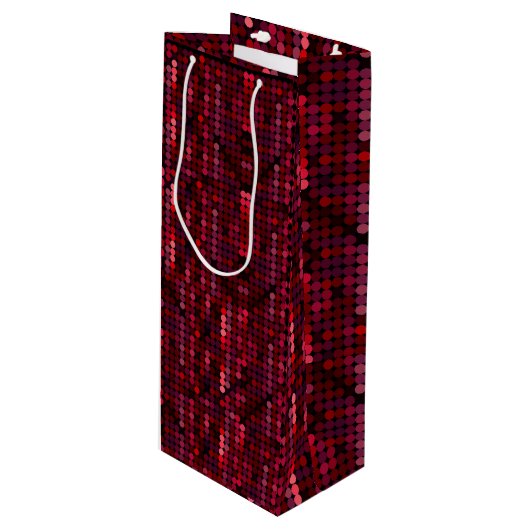 Flashy Disco Red Sequin-like Wijn Cadeautas (Voorkant Gekanteld)
