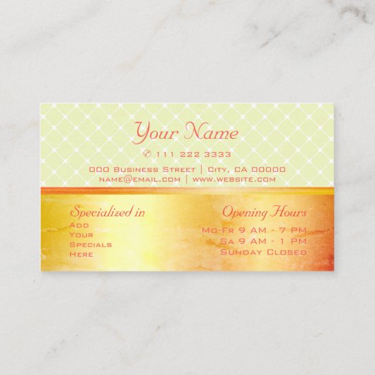 Flashy geel Sinaasappel Ombre Marble Pattern Trend Visitekaartje (Achterkant)